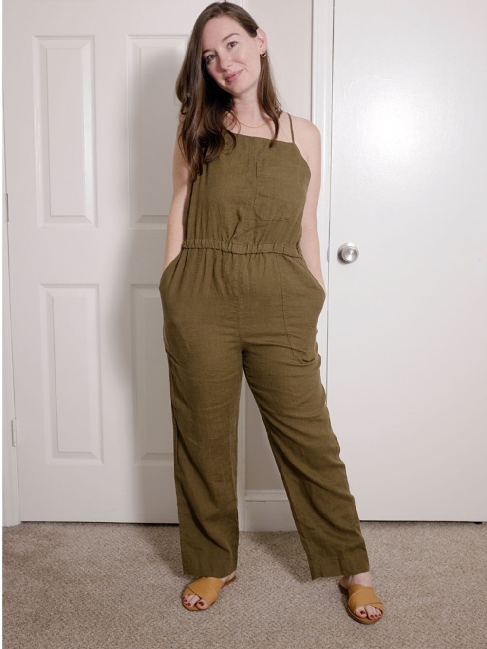 Everlane - String Apron 🍸 Olive Green Linen Jumpsuit